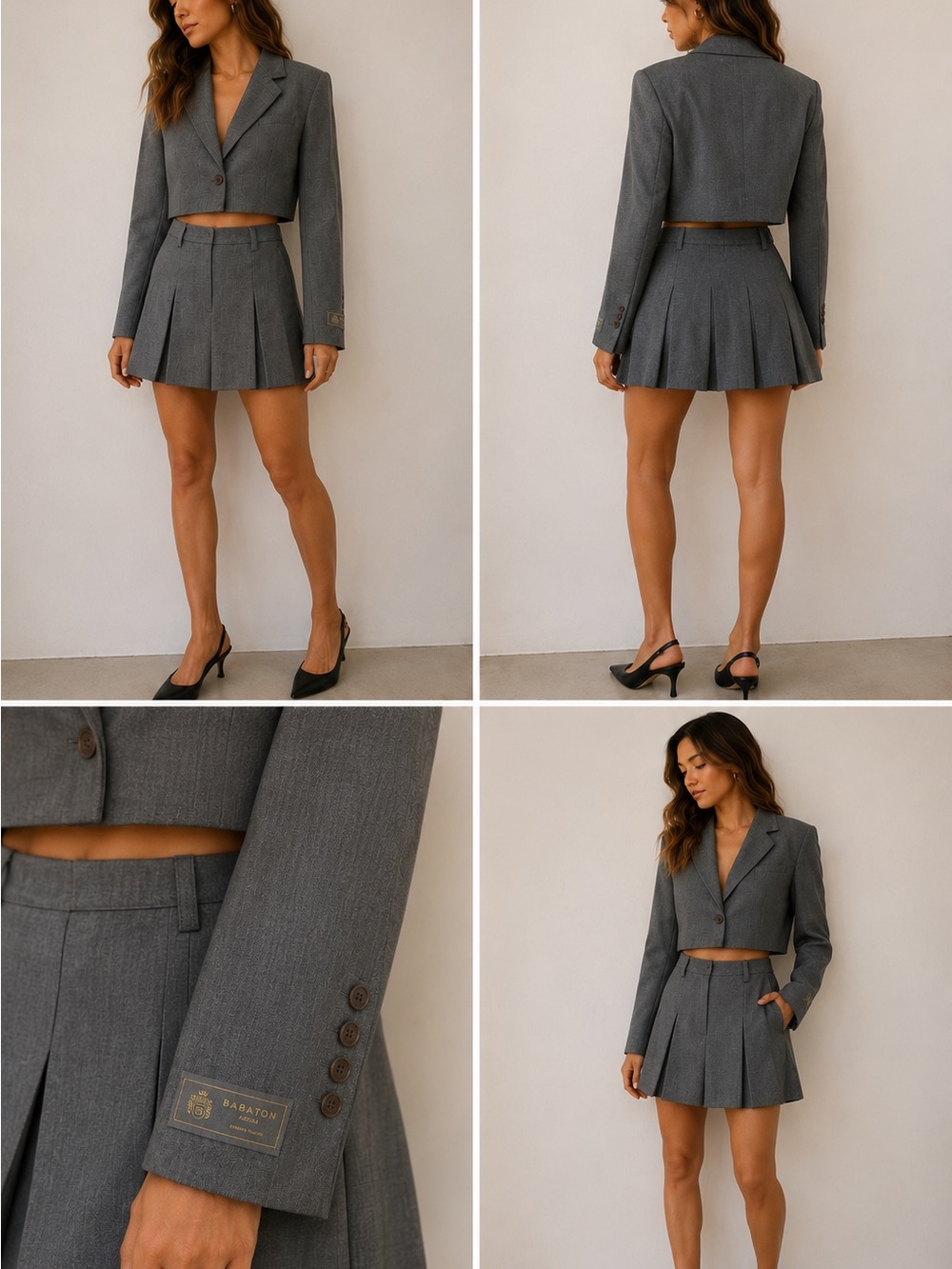 Babaton Charcoal Grey Pleated Mini Set